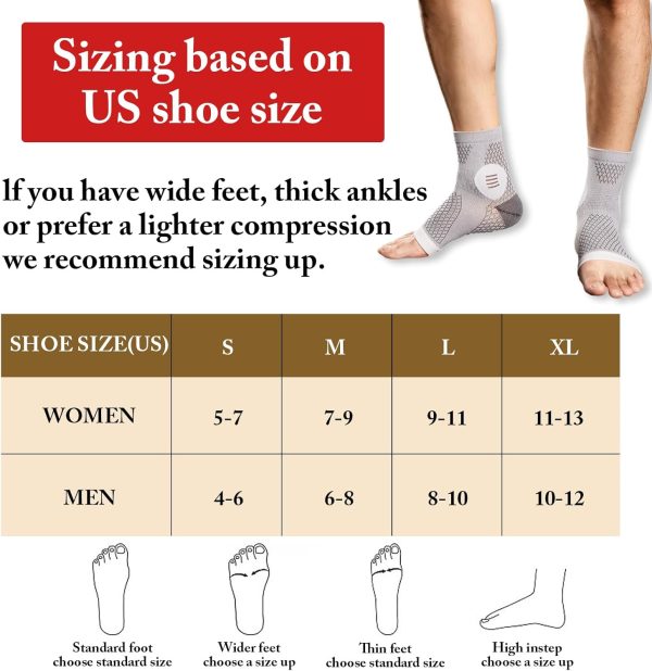 Yanmide 3Pairs Neuropathy Socks - Soothe Relief Compression Socks 20-30 mmHg - Comprex Ankle Sleeves for Arch Support, Achilles Tendonitis, and Foot Pain Relief (Gray, X-Large) - Image 3