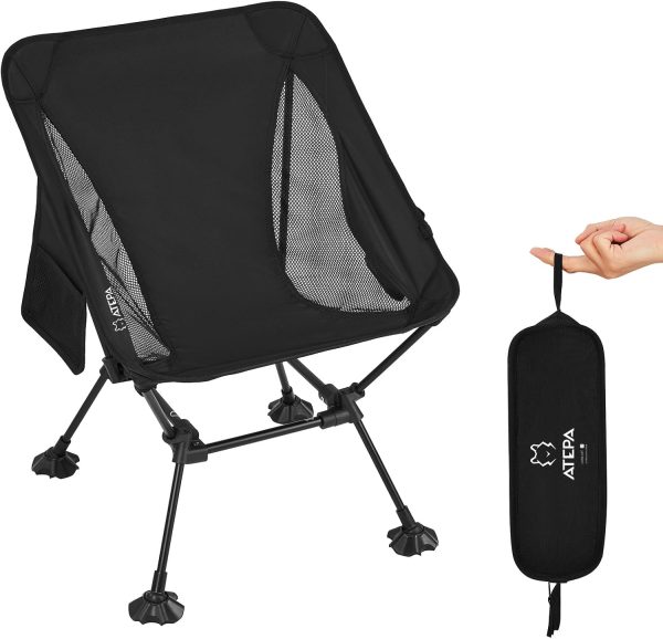 ATEPA Backpacking Chair Hiking Chair Ultralight Camping Chair, Compact Aluminum Packable Beach Chairs for Adult Lightweight-Aluminum Frame with Anti-Sinking Feet