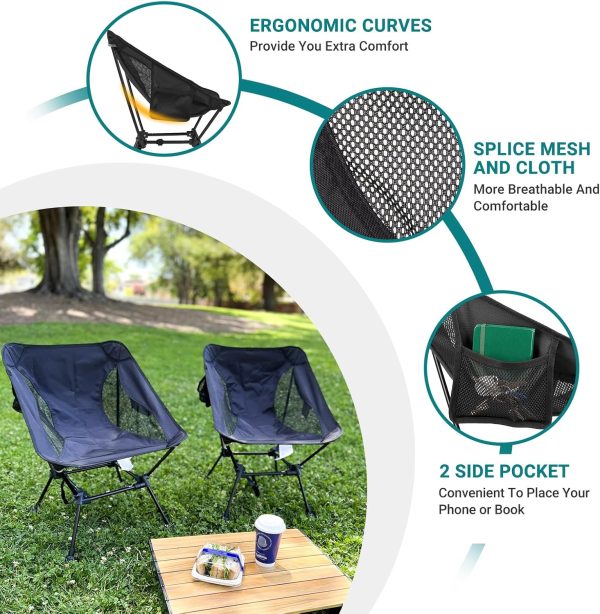 ATEPA Backpacking Chair Hiking Chair Ultralight Camping Chair, Compact Aluminum Packable Beach Chairs for Adult Lightweight-Aluminum Frame with Anti-Sinking Feet - Image 7