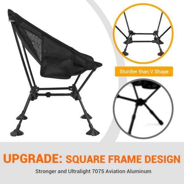 ATEPA Backpacking Chair Hiking Chair Ultralight Camping Chair, Compact Aluminum Packable Beach Chairs for Adult Lightweight-Aluminum Frame with Anti-Sinking Feet - Image 8
