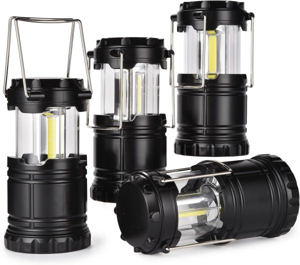 Lantern Collapsible Camping Light, Battery Operated Lanterns COB Super Bright for Power Outages Indoor Emergency Outdoor Camping Hiking Kit, 4 Pack