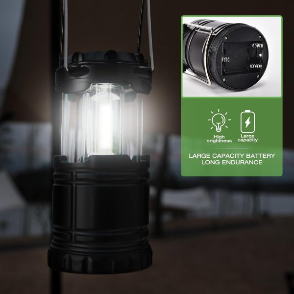Lantern Collapsible Camping Light, Battery Operated Lanterns COB Super Bright for Power Outages Indoor Emergency Outdoor Camping Hiking Kit, 4 Pack - Image 2
