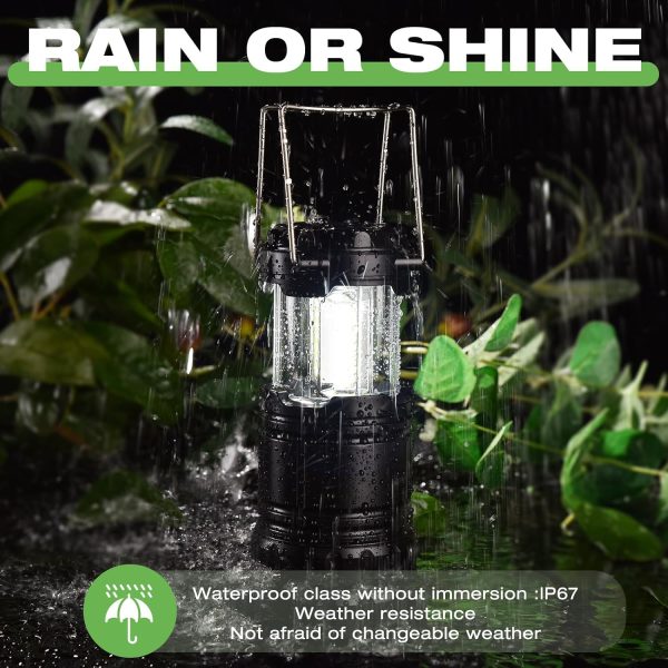 Lantern Collapsible Camping Light, Battery Operated Lanterns COB Super Bright for Power Outages Indoor Emergency Outdoor Camping Hiking Kit, 4 Pack - Image 3
