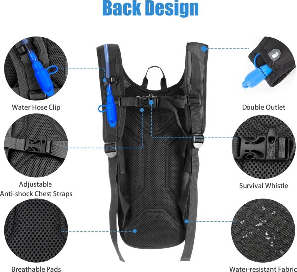 Zavothy Hydration Backpack with 2L Hydration Bladder Water Backpack for Hiking Hydration Pack for Running Cycling Hiking - Image 3